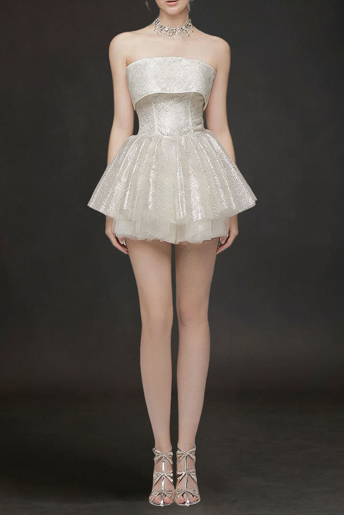 1414314343 APRICOT TULLE STRAPLESS TUTU MINI DRESS FOR PARTY