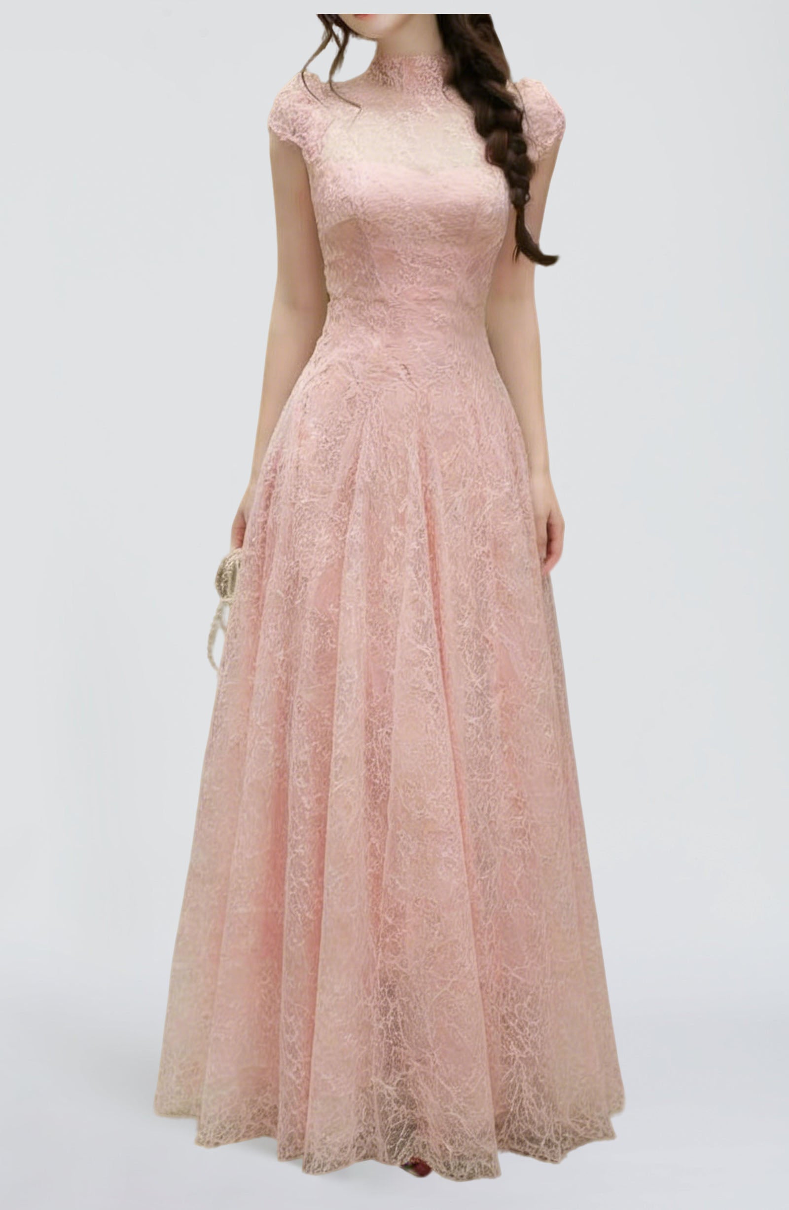 LACE SEQUIN A-LINE MIDI DRESS FOR PARTY