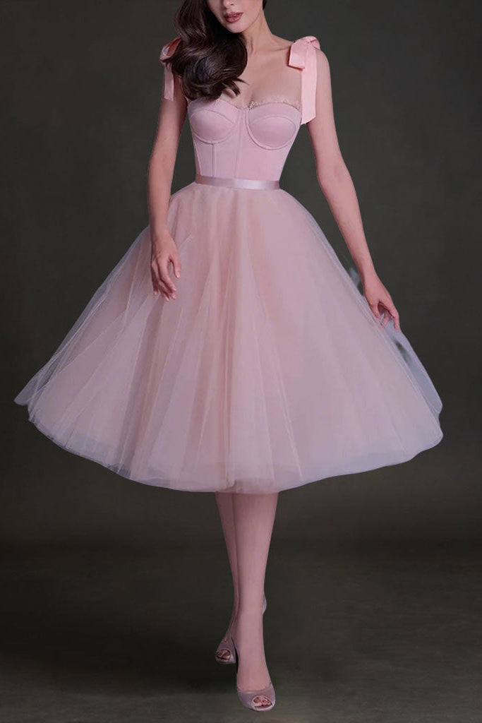 PINK UMBRELLA MIDI DRESS FOR WEDDING GUEST