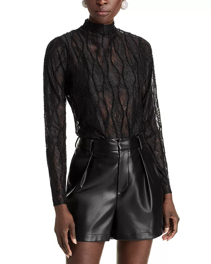 LACE MOCK NECK TOP FOR WEDDING GUEST