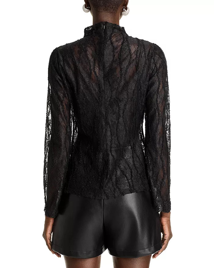LACE MOCK NECK TOP FOR WEDDING GUEST