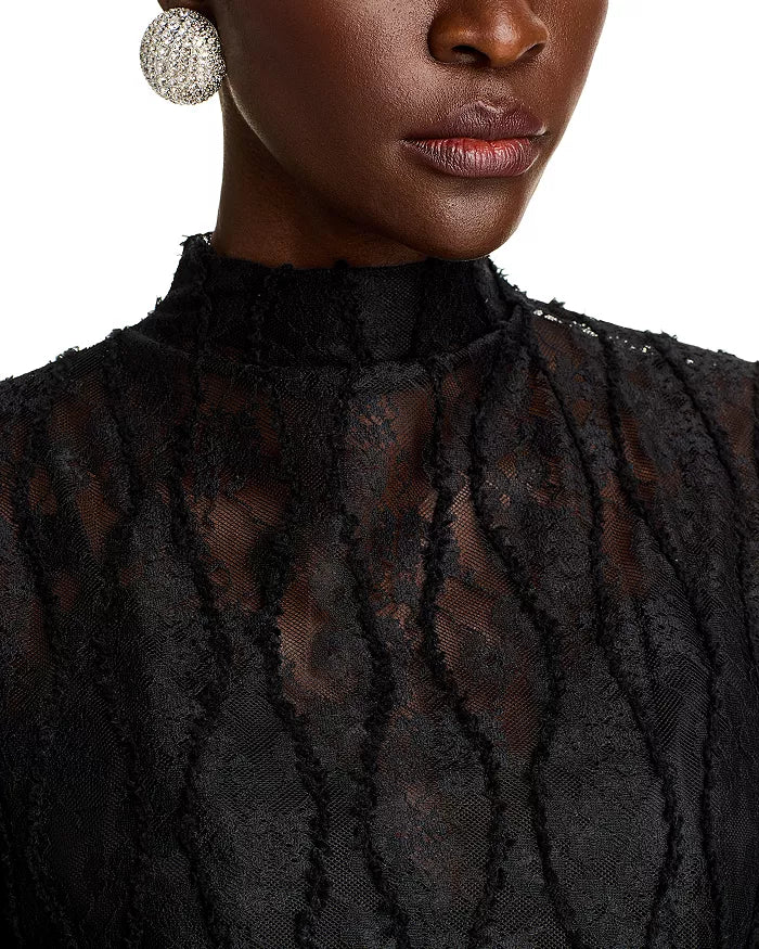 LACE MOCK NECK TOP FOR WEDDING GUEST