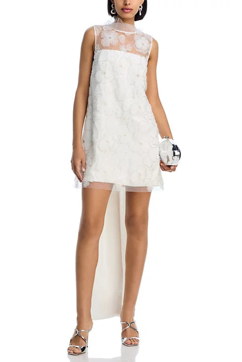 SEQUIN BEADED TULLE MINI PARTY DRESS