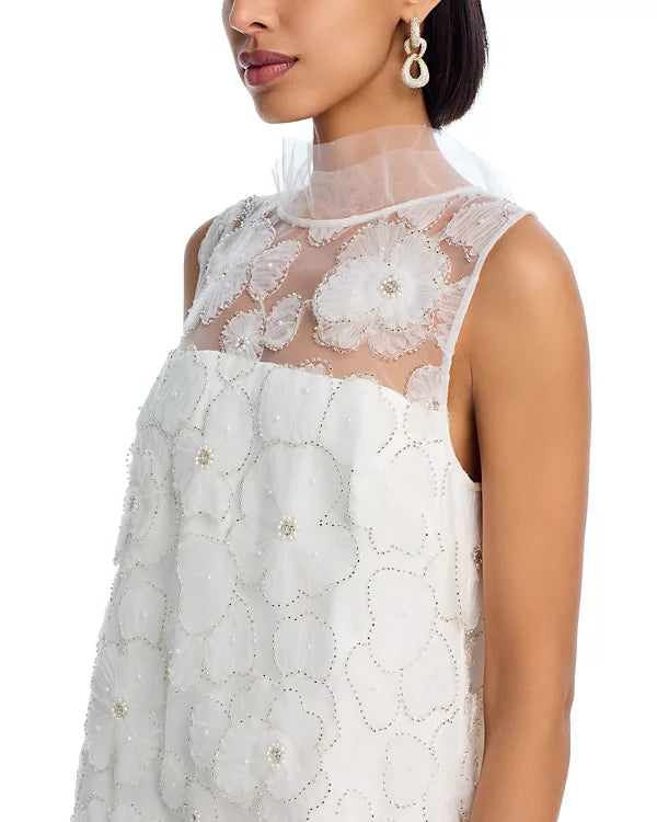 SEQUIN BEADED TULLE MINI PARTY DRESS