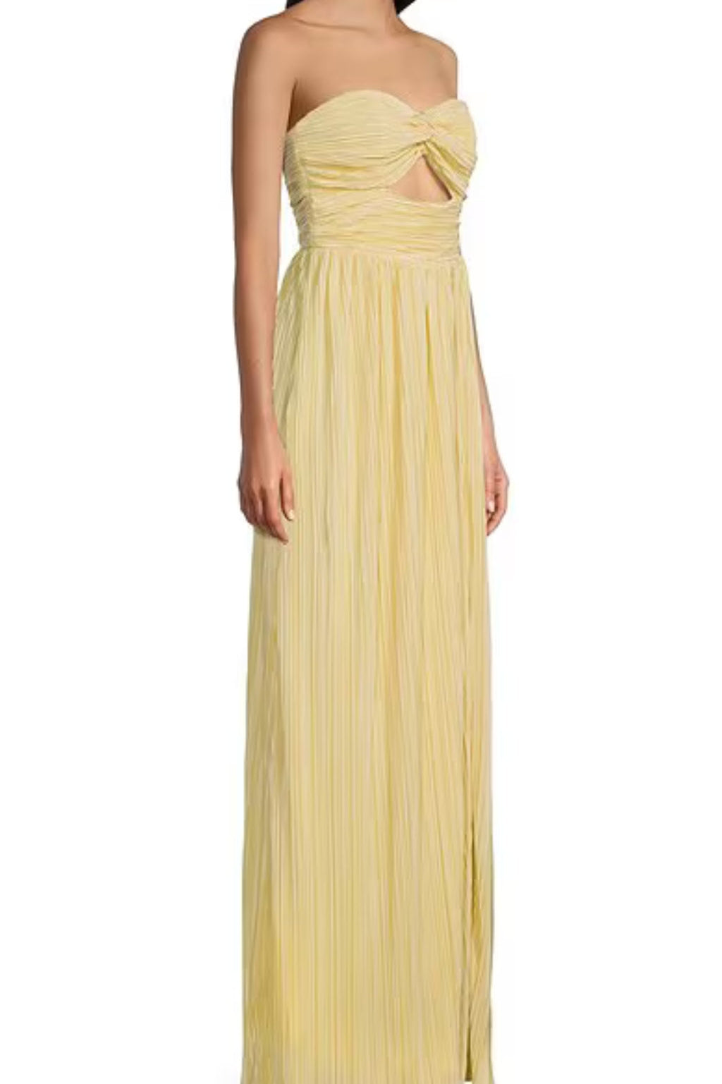 STRAPLESS LEMON PLEATED MAXI DRESS, SUMMER WEDDING