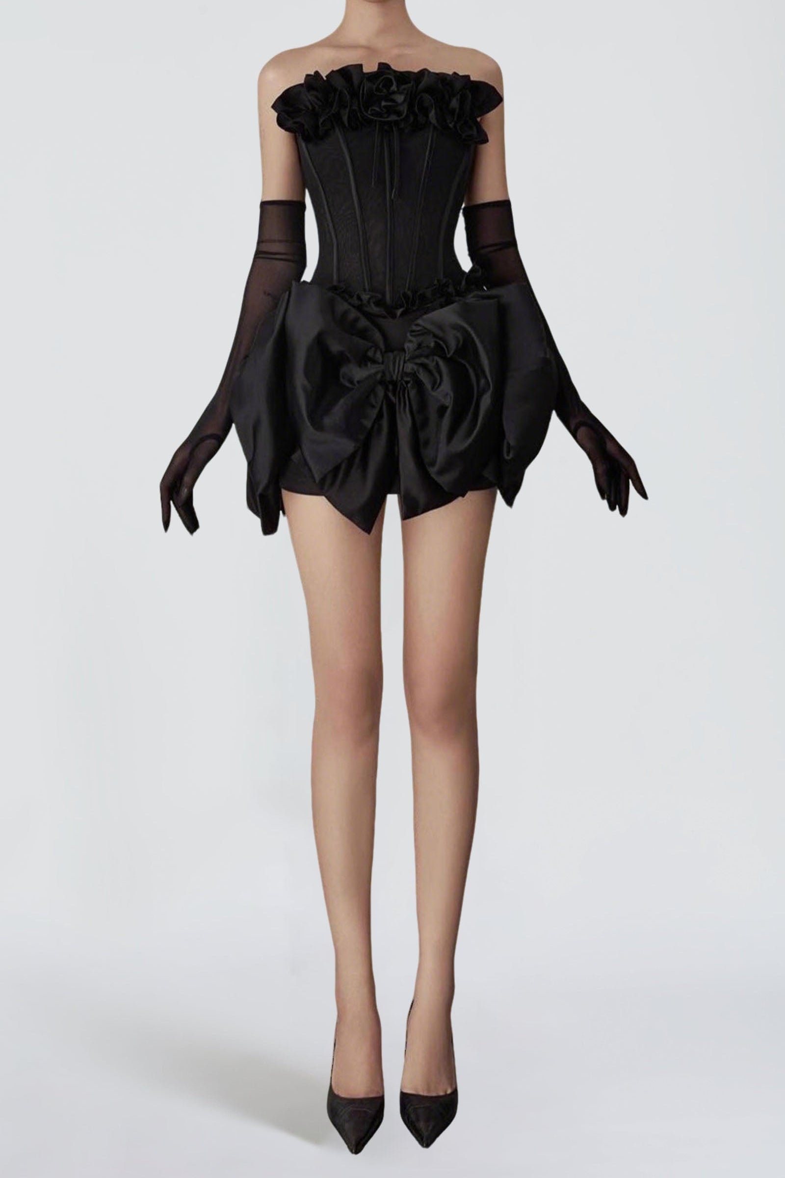PATRICIA FLOWER BOW CORSET SKIRT SET, PARTY WEAR