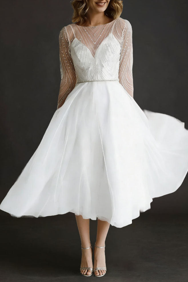 IRENE MIDI DRESS, ELEGANT A-LINE FOR WEDDING GUEST