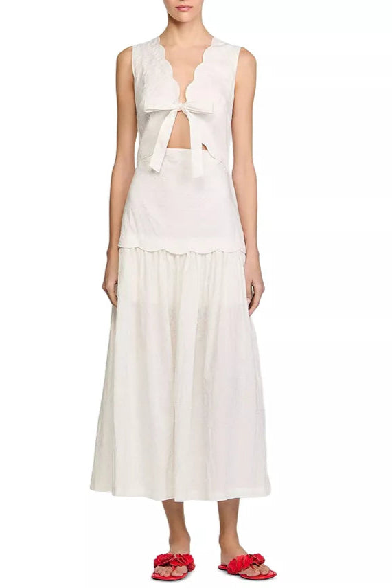 14578572_fpx SCALLOP TRIM V-NECK CRINKLED MAXI DRESS ECRU