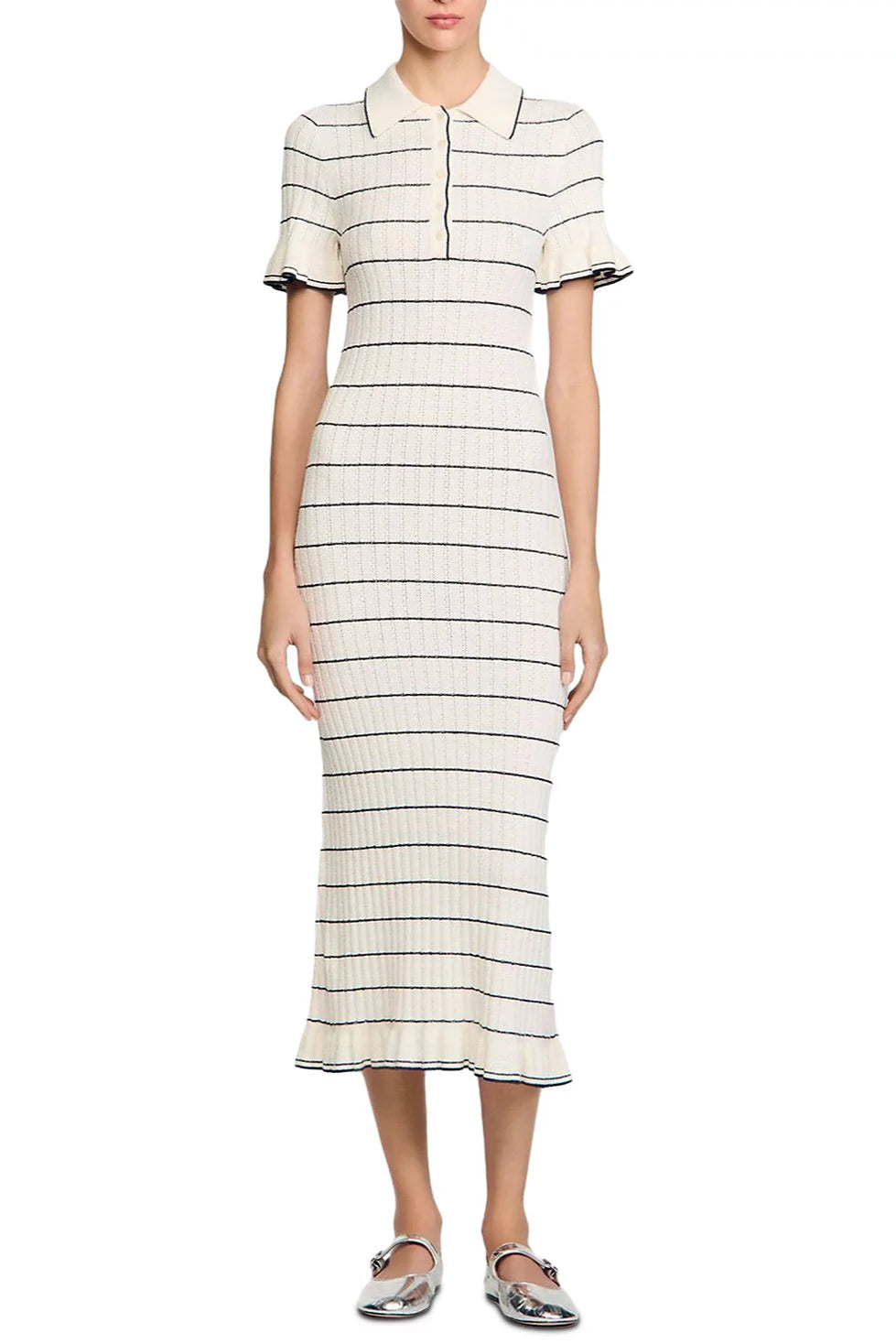 STRIPE KNIT MAXI DRESS, ECRU, CASUAL OCCASION