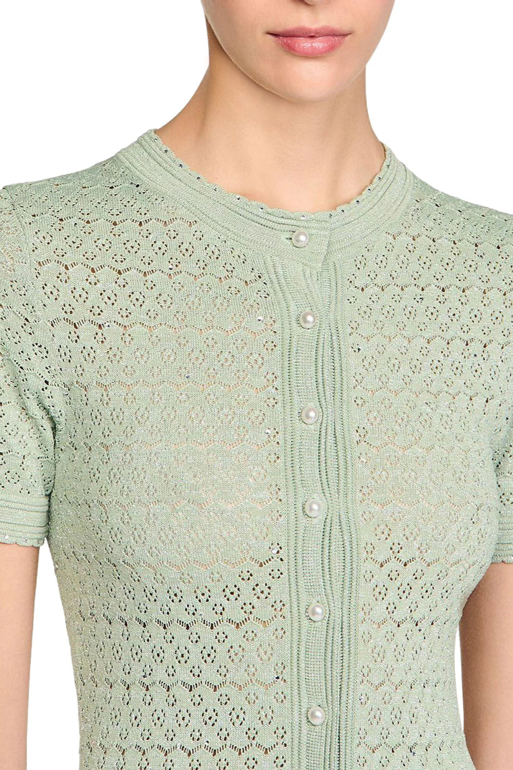 YVONNE HOLLOW KNIT MAXI DRESS ALMOND GREEN