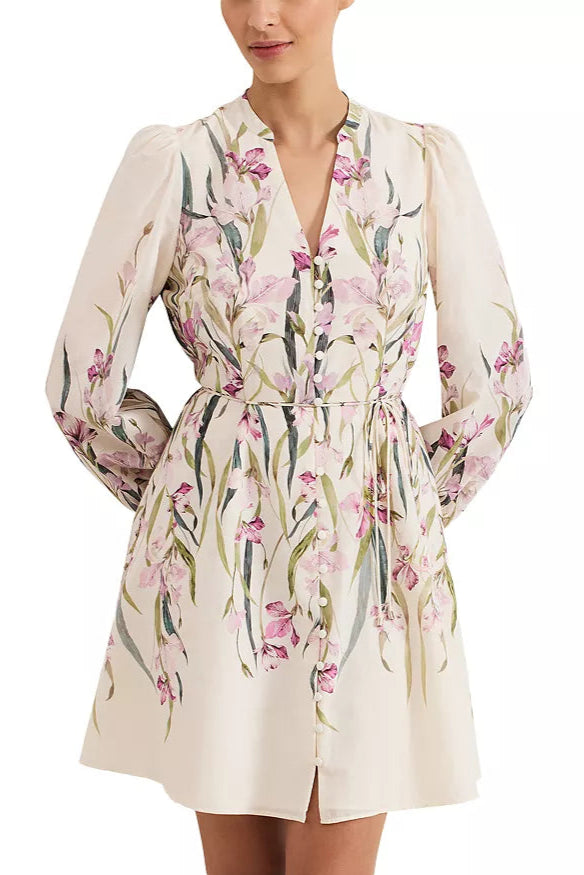 FLORAL BLOUSON SLEEVE MINI DRESS FOR WEDDING GUEST