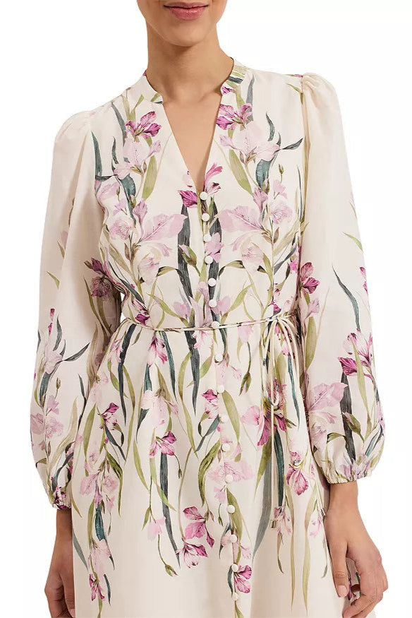 FLORAL BLOUSON SLEEVE MINI DRESS FOR WEDDING GUEST