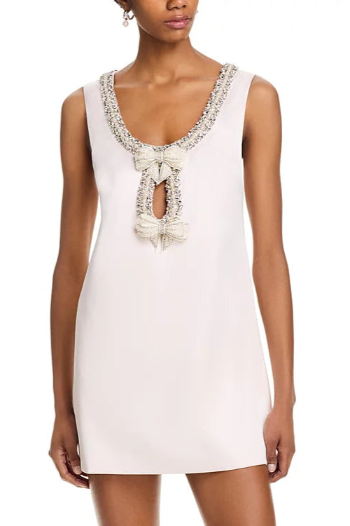 SATIN BOW MINI DRESS FOR PARTY