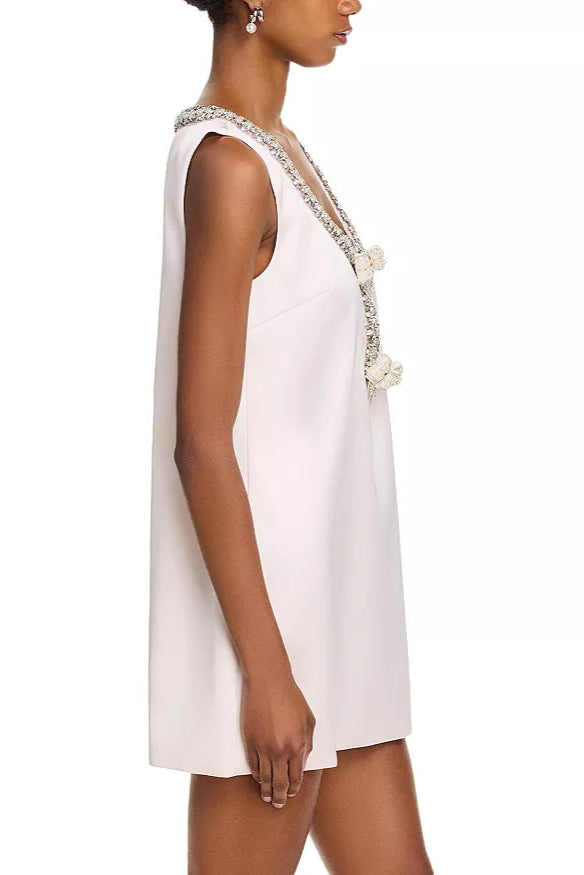 RHINESTONE BOW MINI DRESS WHITE PARTY