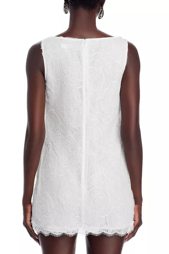 WHITE BOW TULLE LACE MINI DRESS