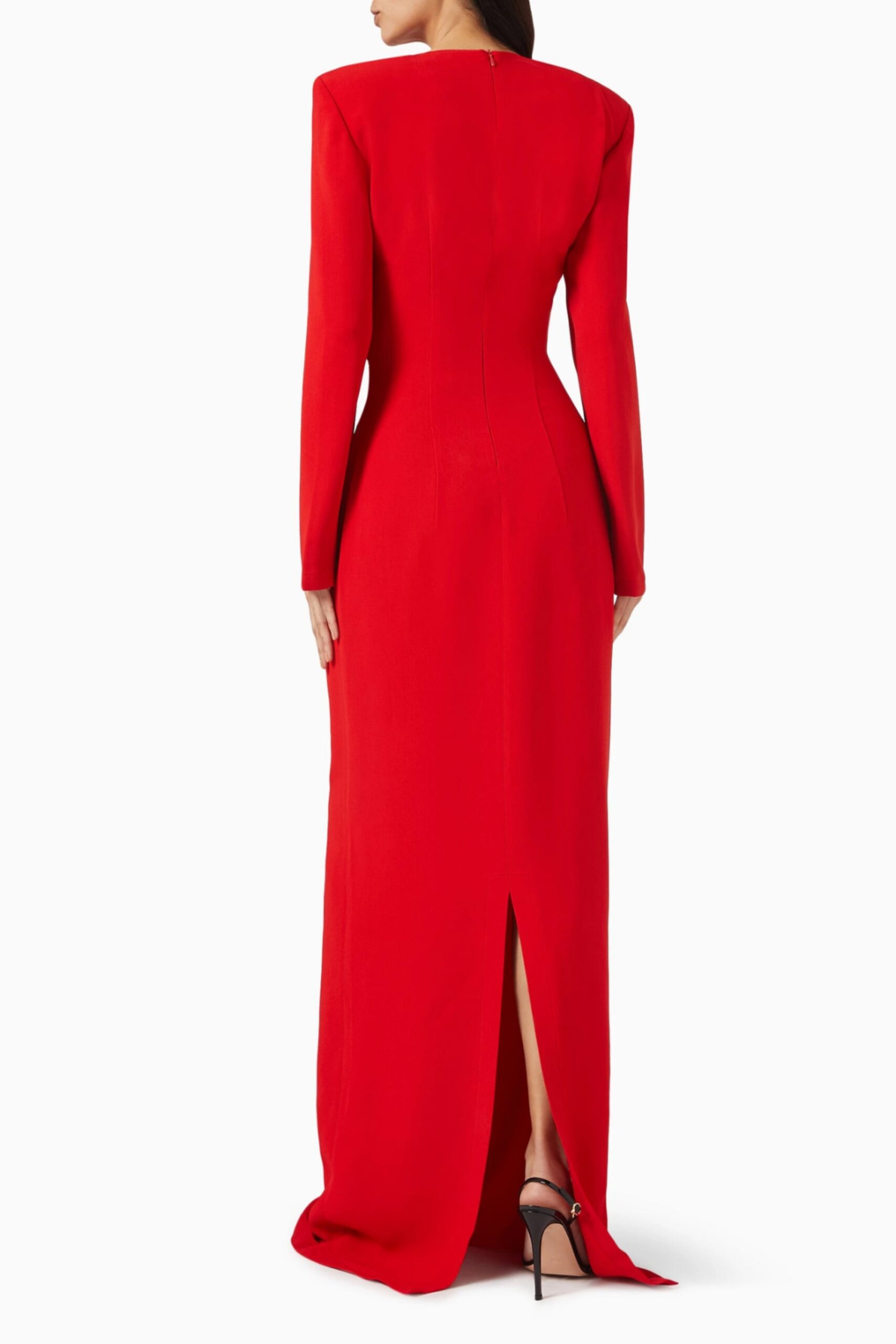 LONG SLEEVE HEART CUTOUT MAXI DRESS RED
