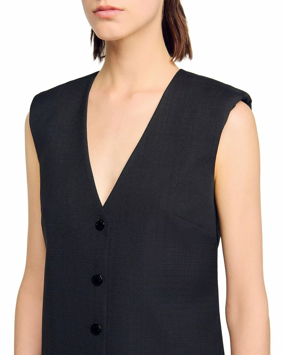 BUTTON FRONT BUBBLE HEM MINI DRESS, BLACK
