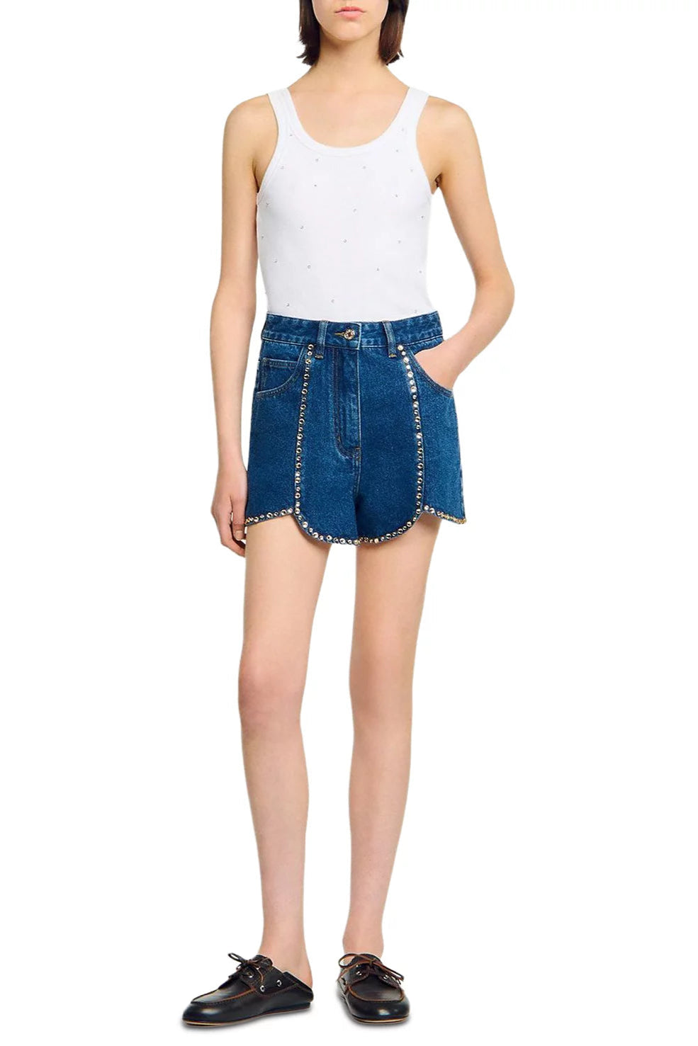 RHINESTONE BLUE DENIM SHORTS FOR NIGHT OUT