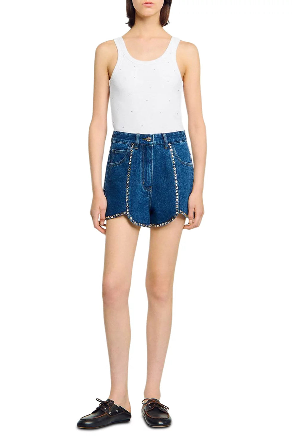 RHINESTONE BLUE DENIM SHORTS FOR NIGHT OUT