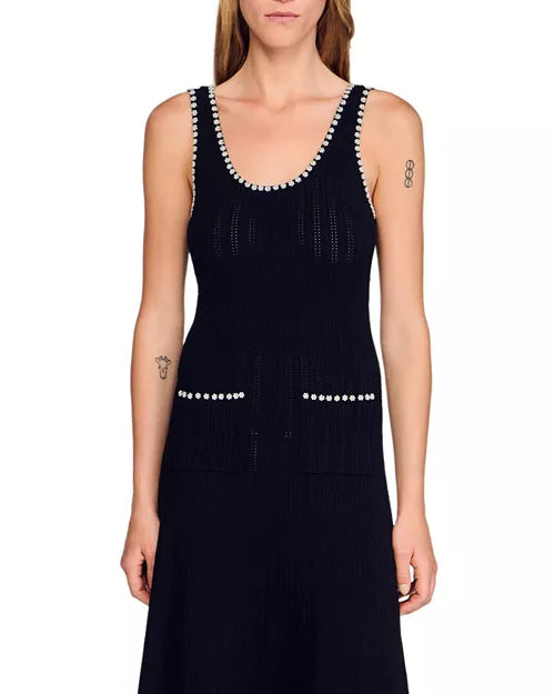 ROBERTA BEADED BLACK MAXI DRESS FOR EVENING