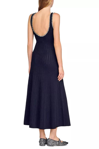 ROBERTA BEADED BLACK MAXI DRESS FOR EVENING