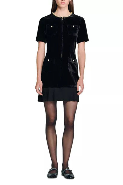 14942294_fpx RIVA PATCHWORK VELVET MINI DRESS IN BLACK