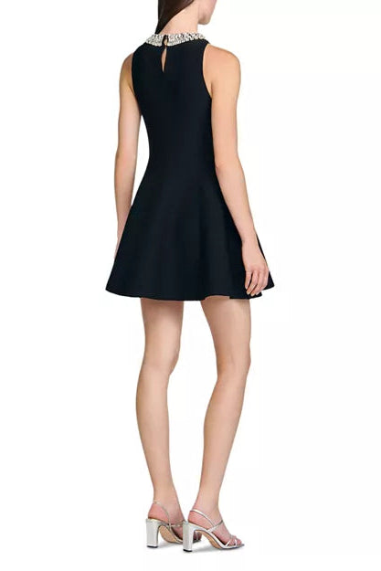 VIRGINIA PEARL COLLAR MINI DRESS BLACK