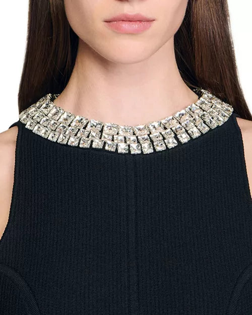 VIRGINIA PEARL COLLAR MINI DRESS BLACK