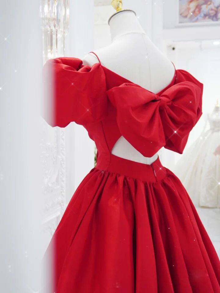RED SATIN V-NECK MAXI DRESS FOR EVENTS