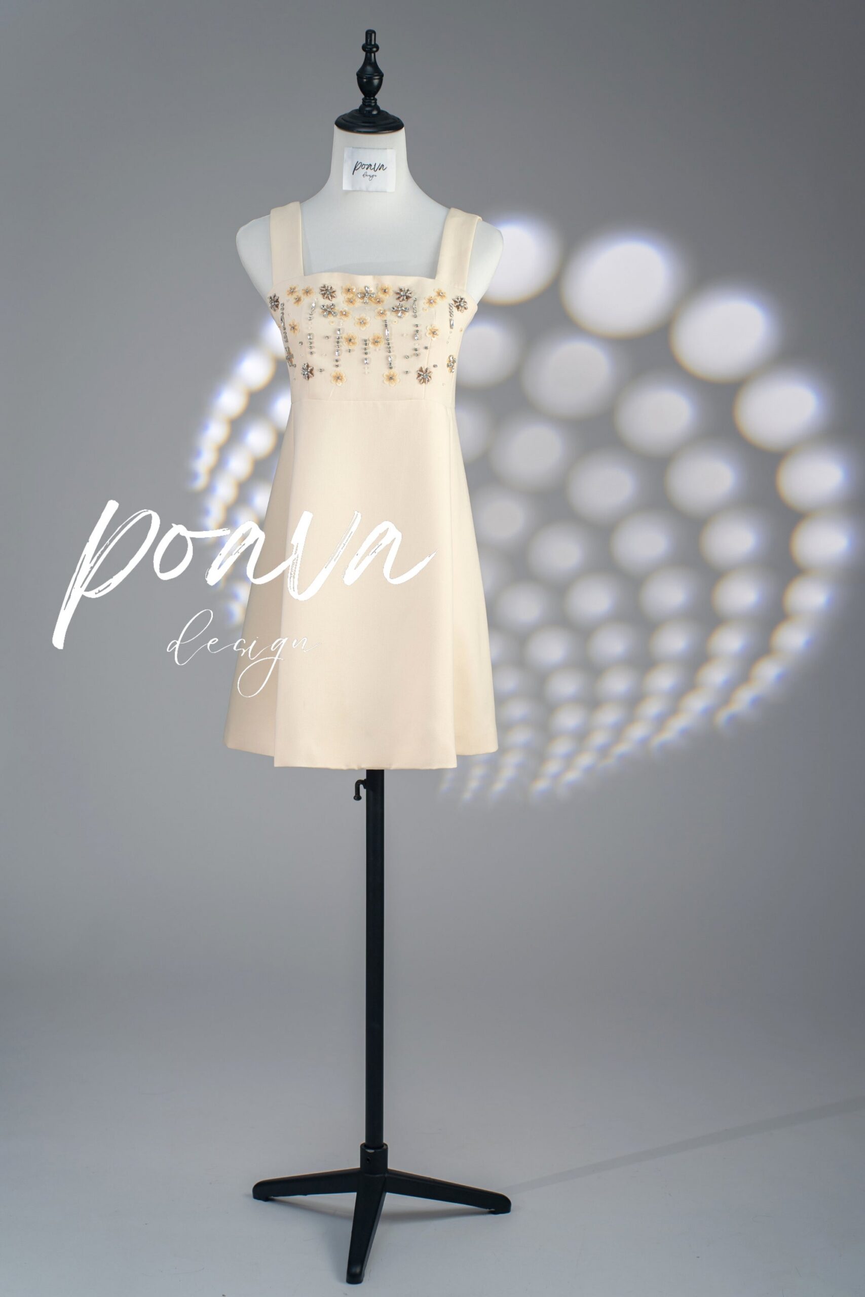 EMBELLISHED YELLOW A-LINE MINI DRESS FOR PARTY