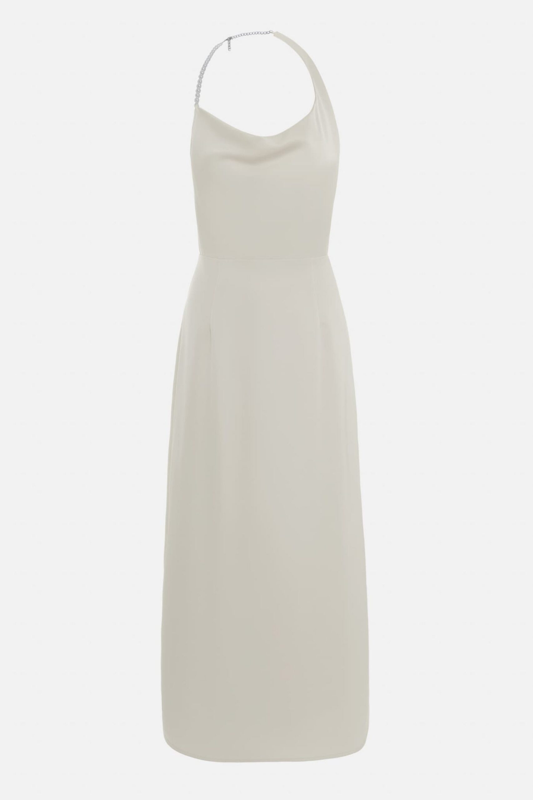 SATIN PEARL HALTER MIDI DRESS FOR EVENTS