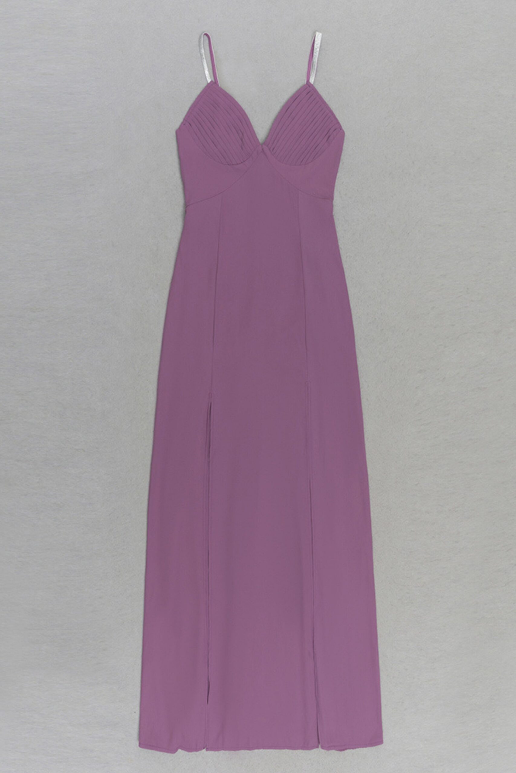 STRAPPY PURPLE MAXI DRESS, HIGH SPLIT, EVENING PARTY
