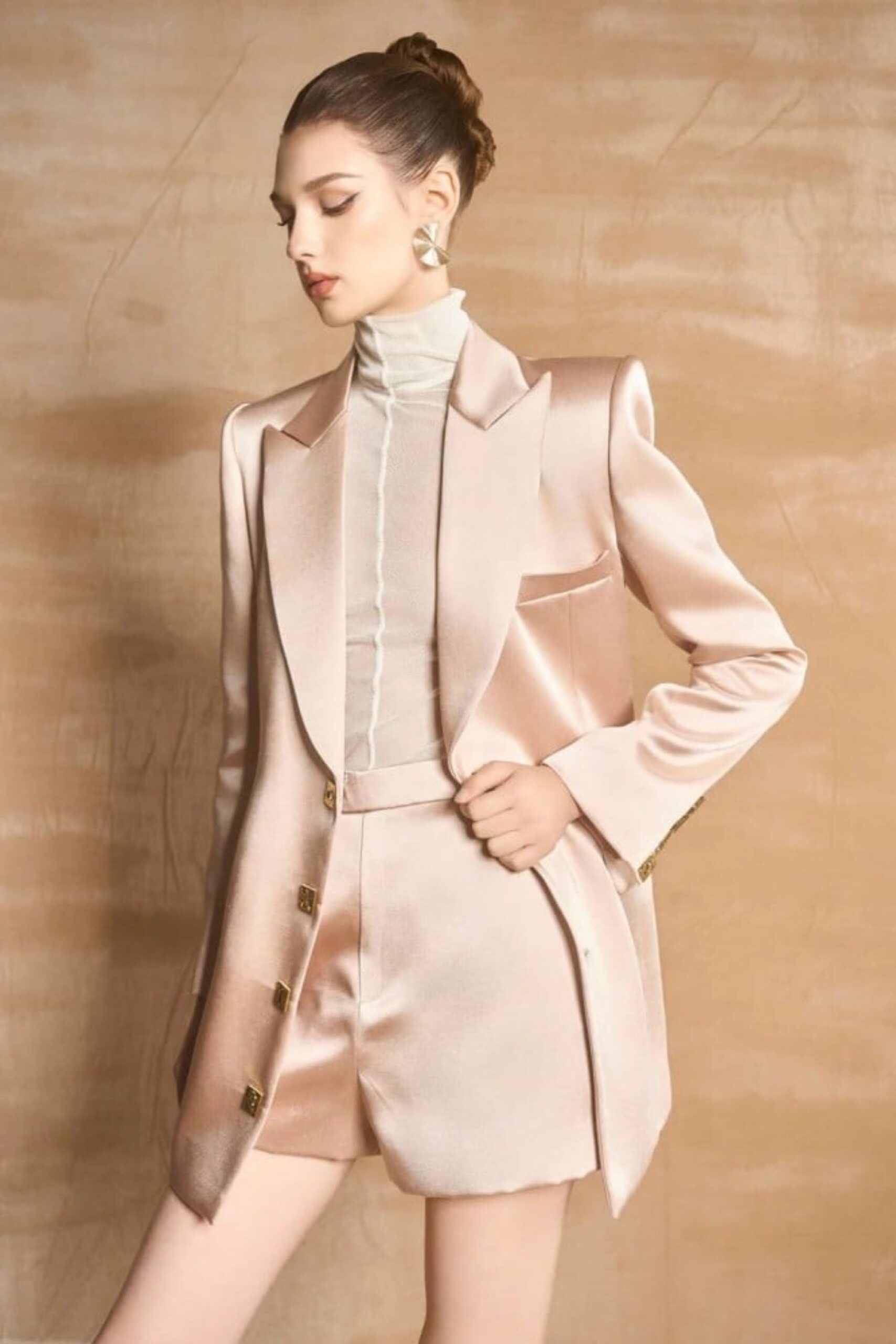 CHAMPAGNE AMELIA BLAZER DRESS - ELEGANT WEDDING OFFICE STYLE