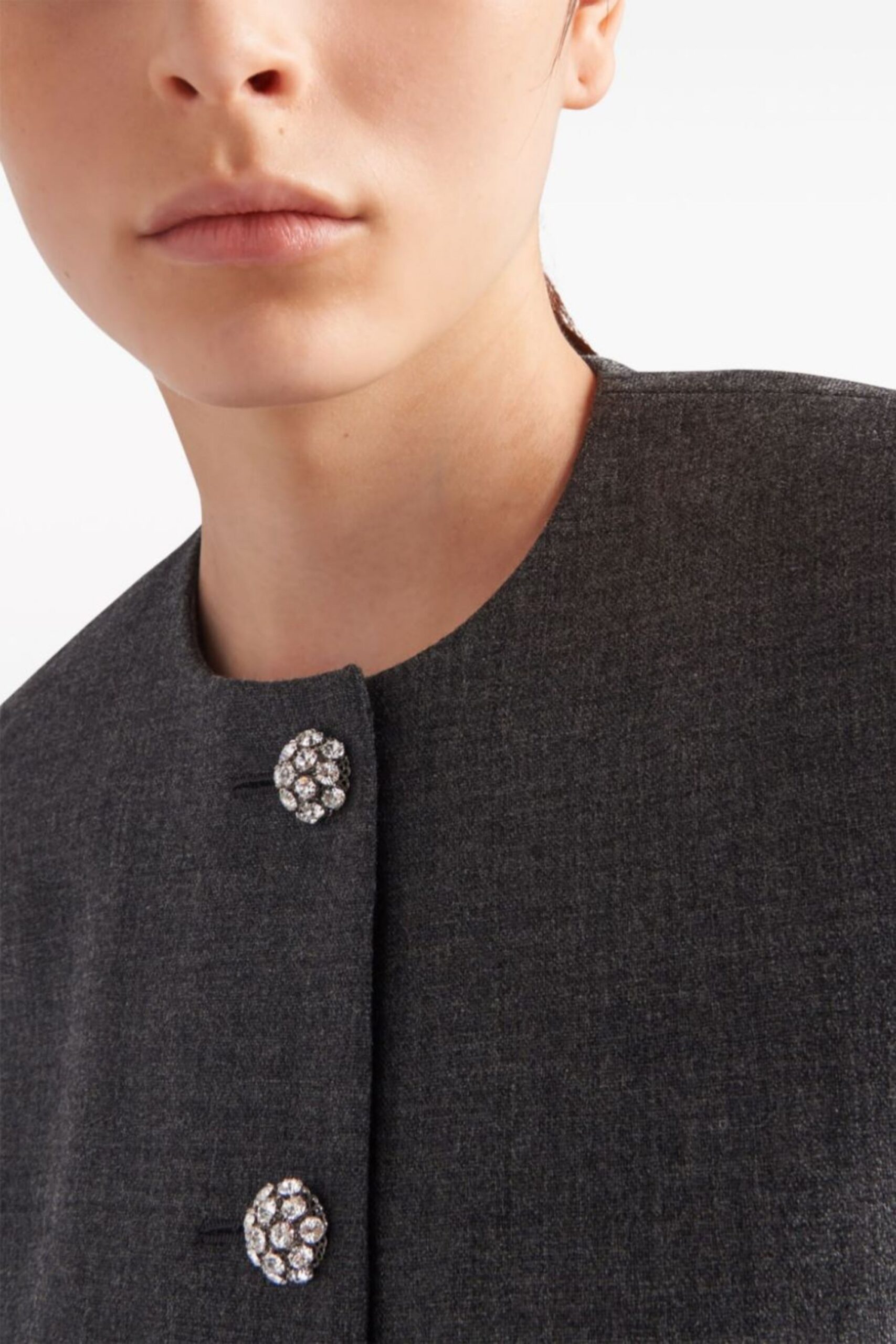 FEATHER-TRIM WOOL BLAZER FOR WEDDING GUEST
