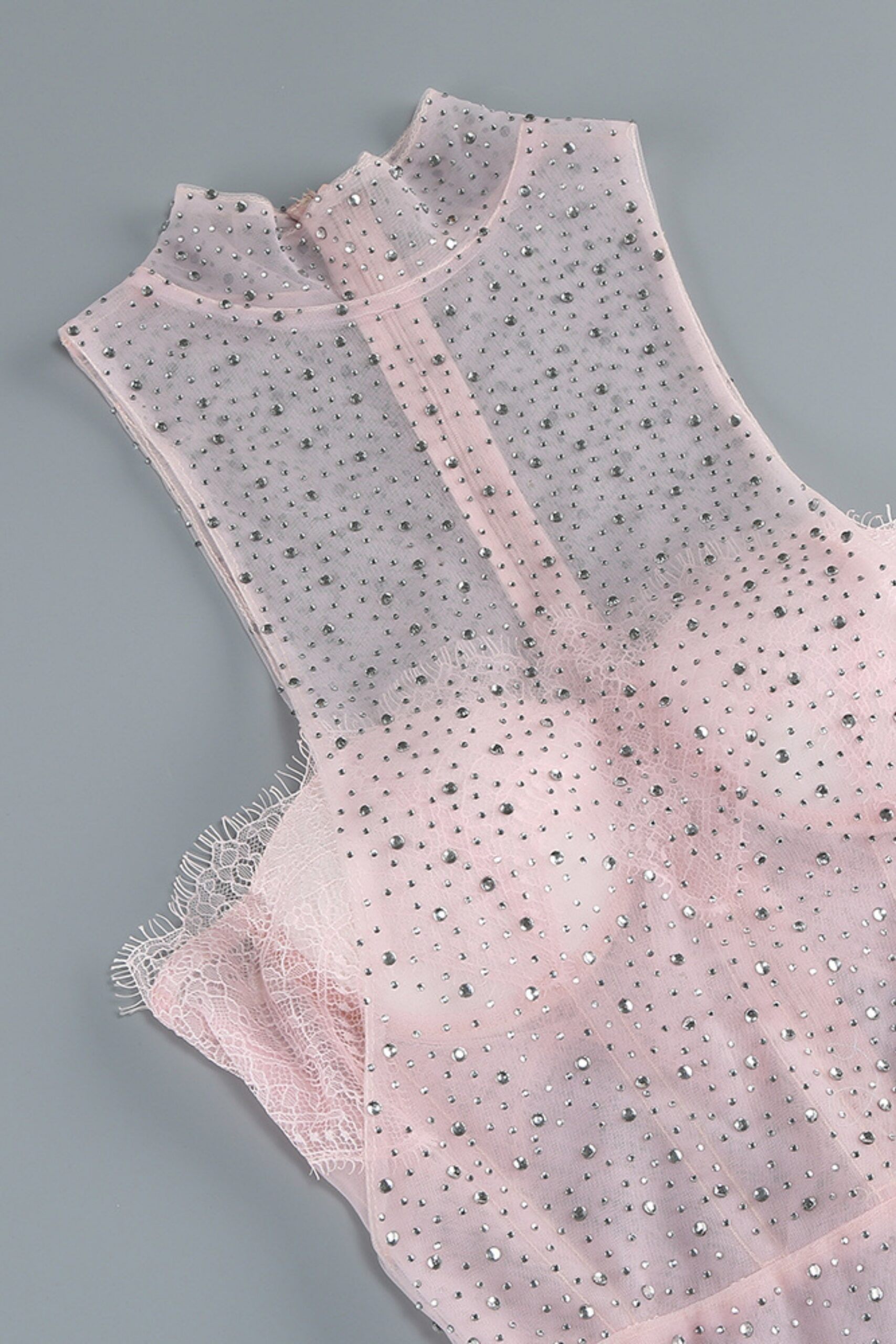 SHEER SEQUIN EMBELLISHED MAXI DRESS PINK