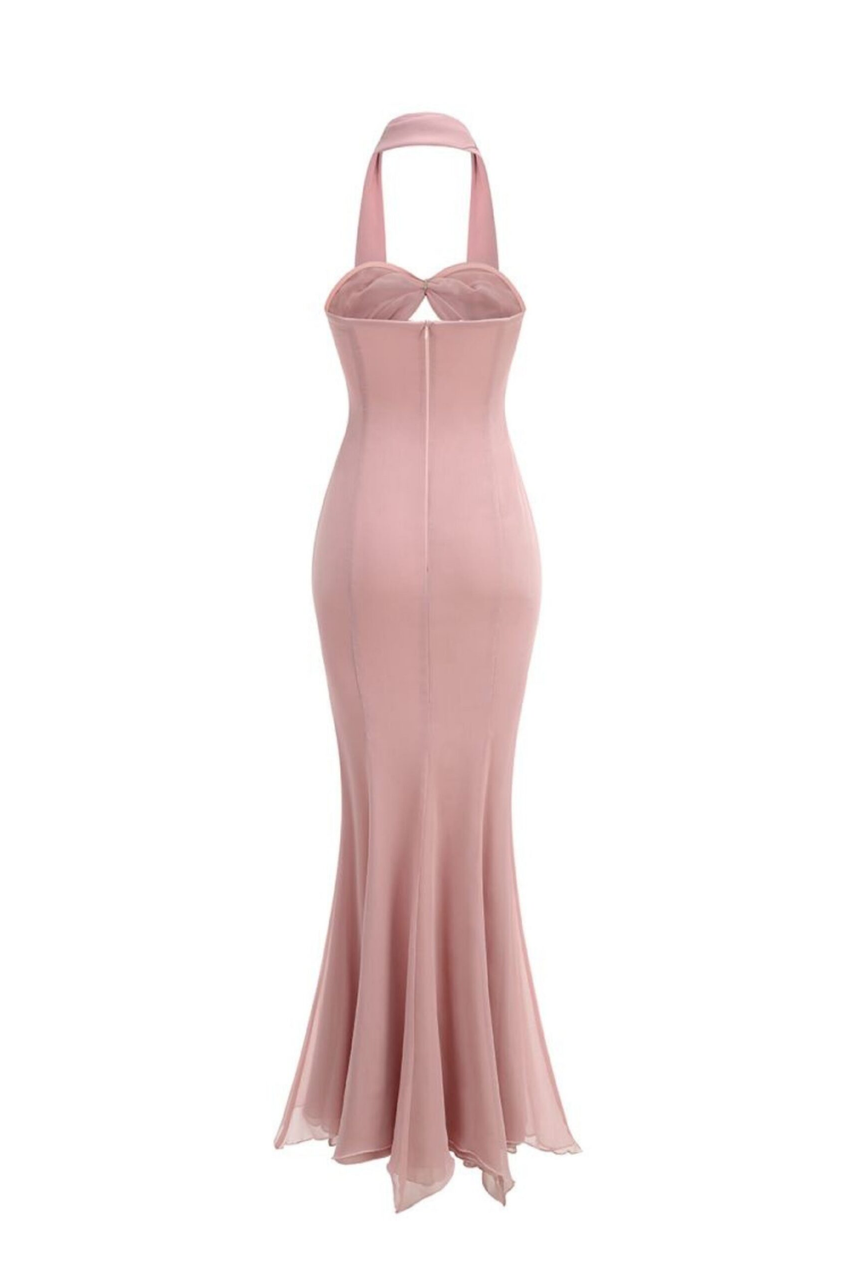 PINK TULLE SLEEVELESS MERMAID MAXI PROM DRESS
