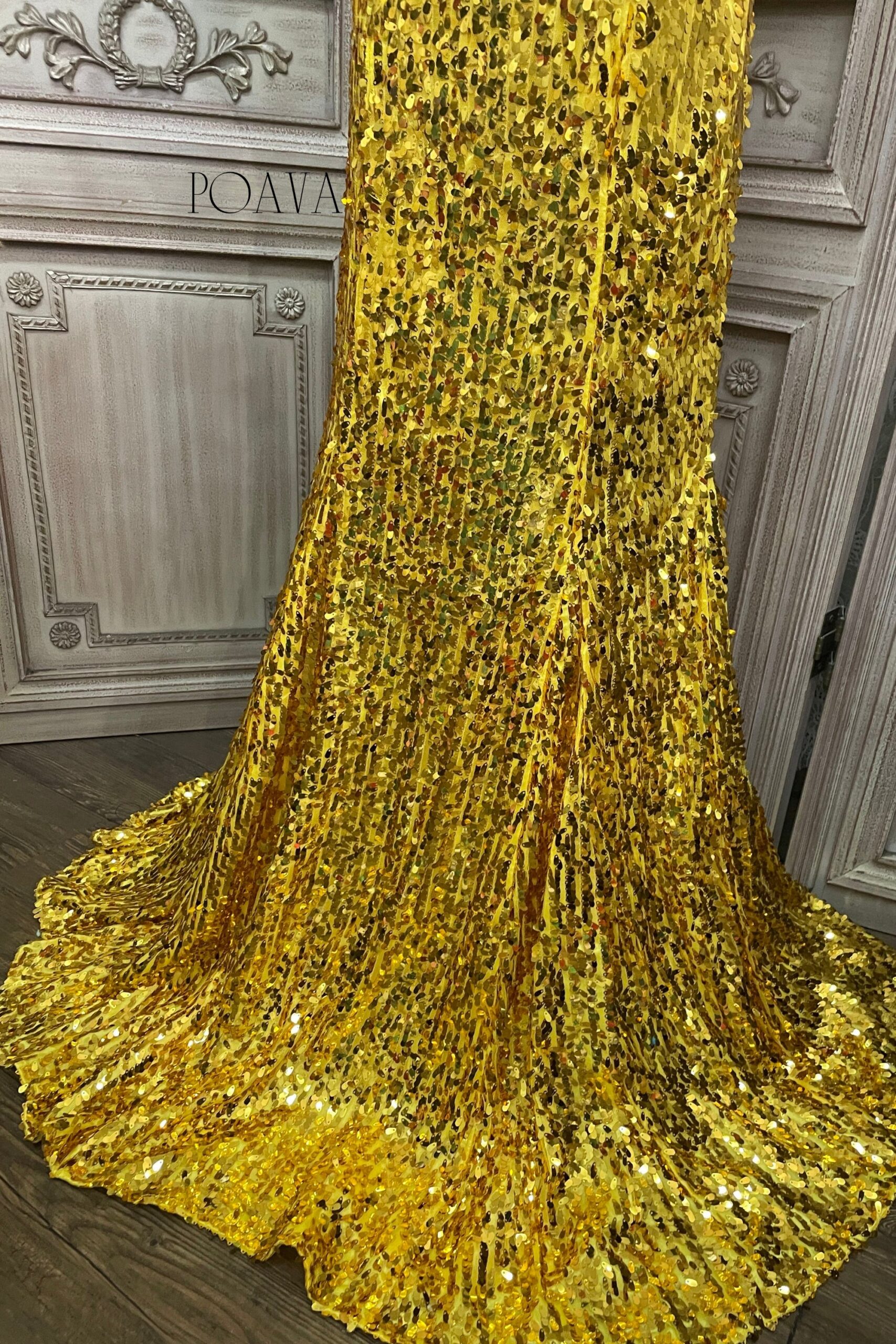 SEQUIN STRAPLESS GOLD MAXI DRESS, PARTY