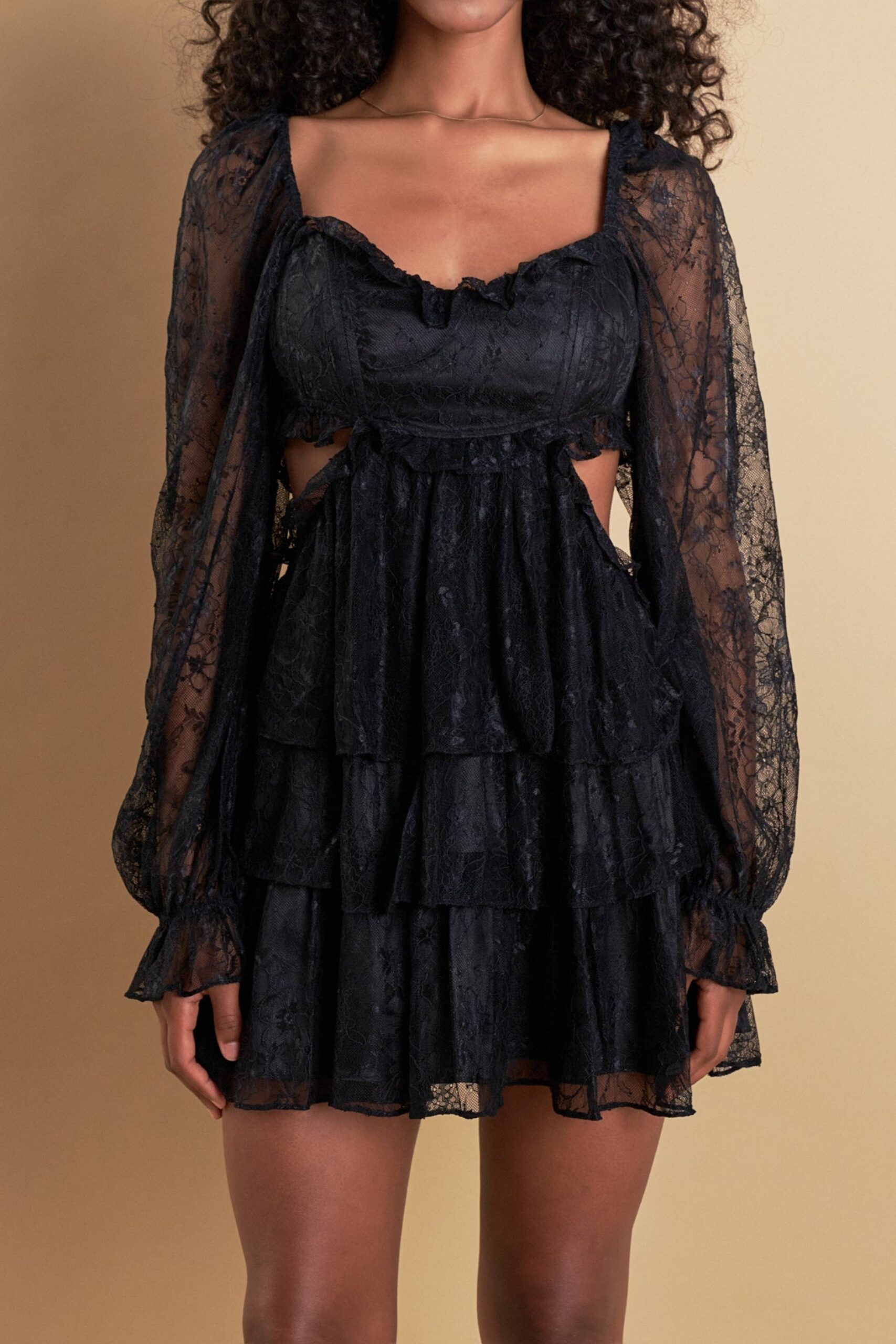 PREMIUM CUT-OUT LACE MINI COCKTAIL DRESS