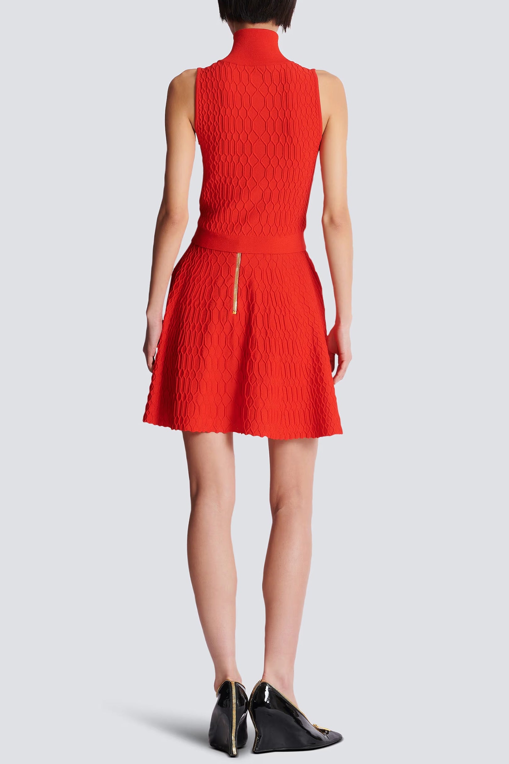 CANDANCE PLAID KNIT SET SLEEVELESS RED