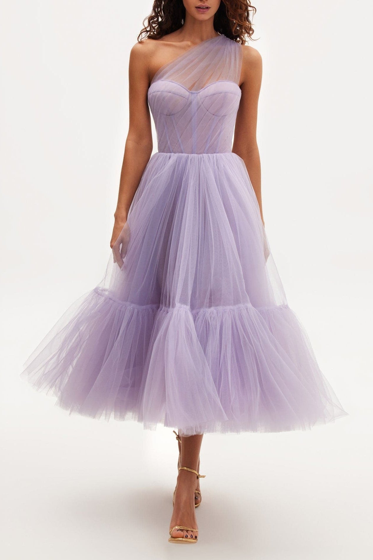 Lavender One-Shoulder Cocktail Tulle Dress