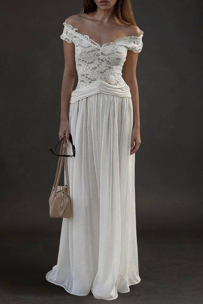 SHEER V-NECK LACE MAXI DRESS, WINTER PARTY STYLE