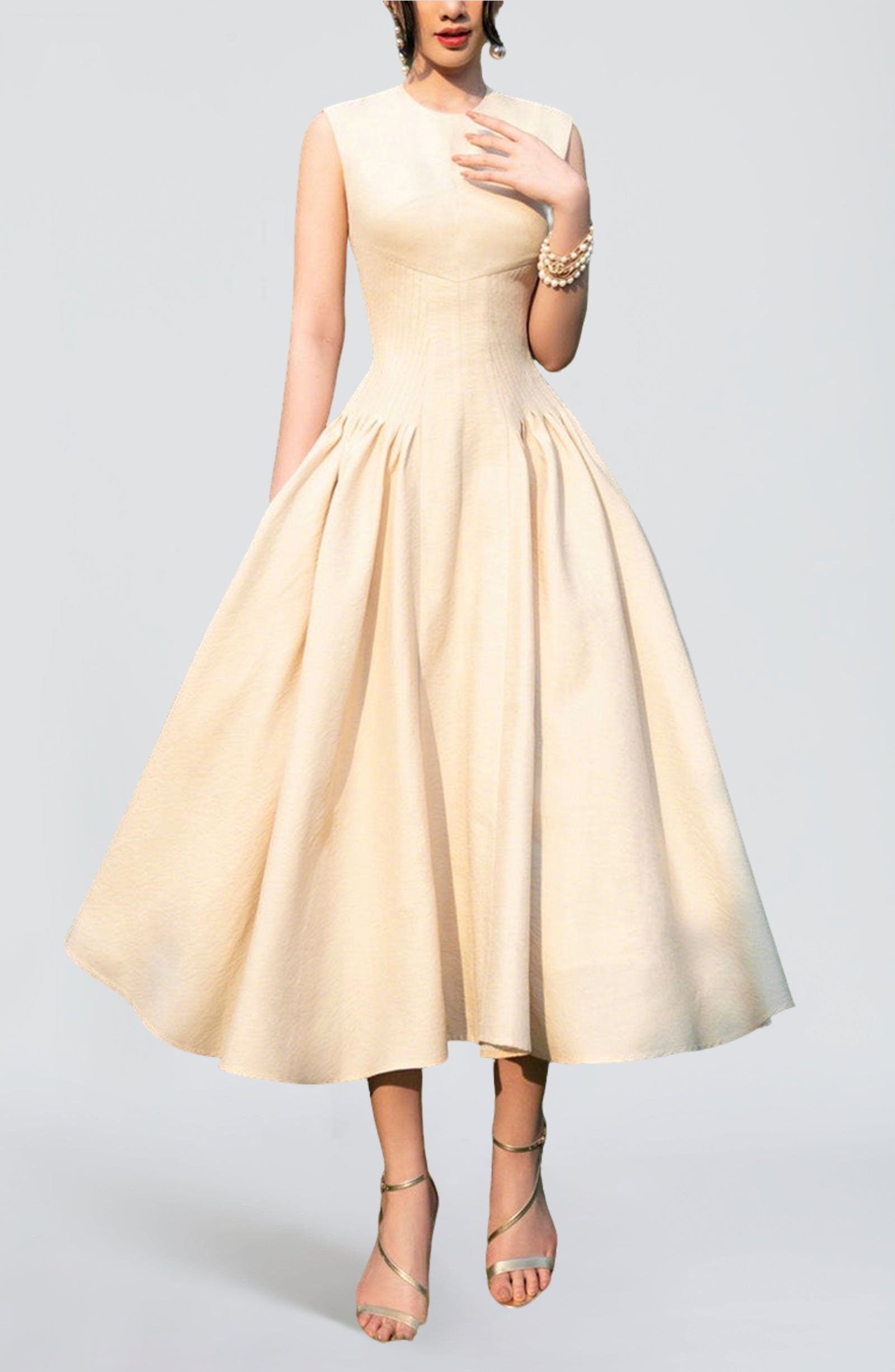 15443143 MERYL SLEEVELESS MIDI DRESS FOR WEDDING GUEST