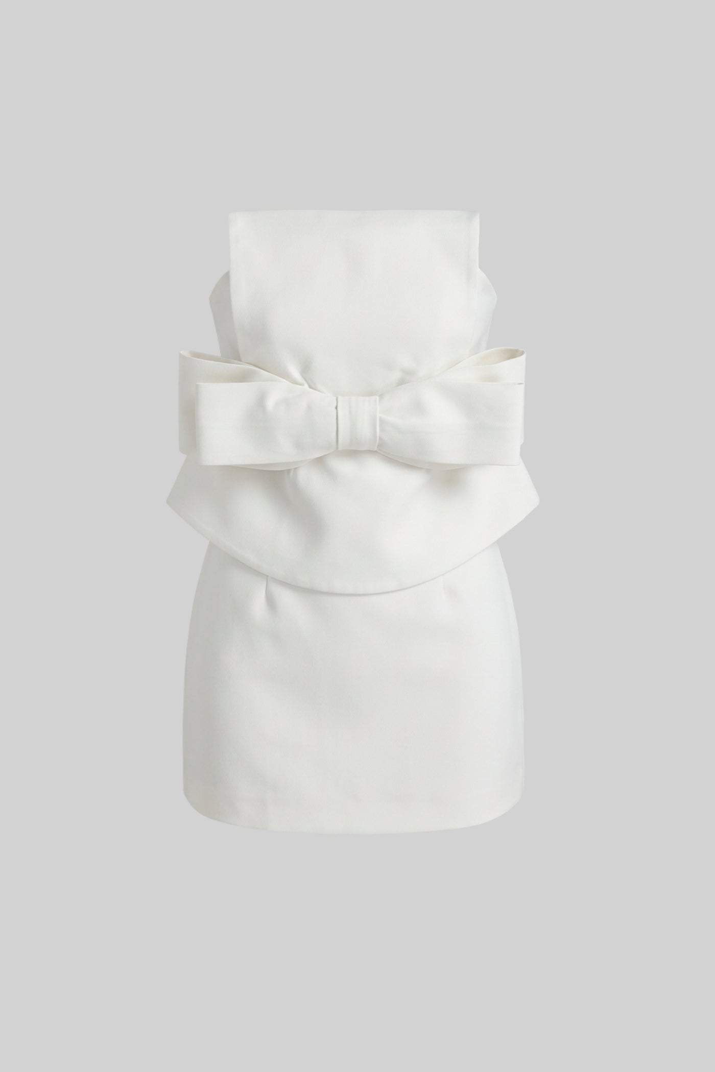 VICKY WHITE STRAPLESS MINI BOW DRESS