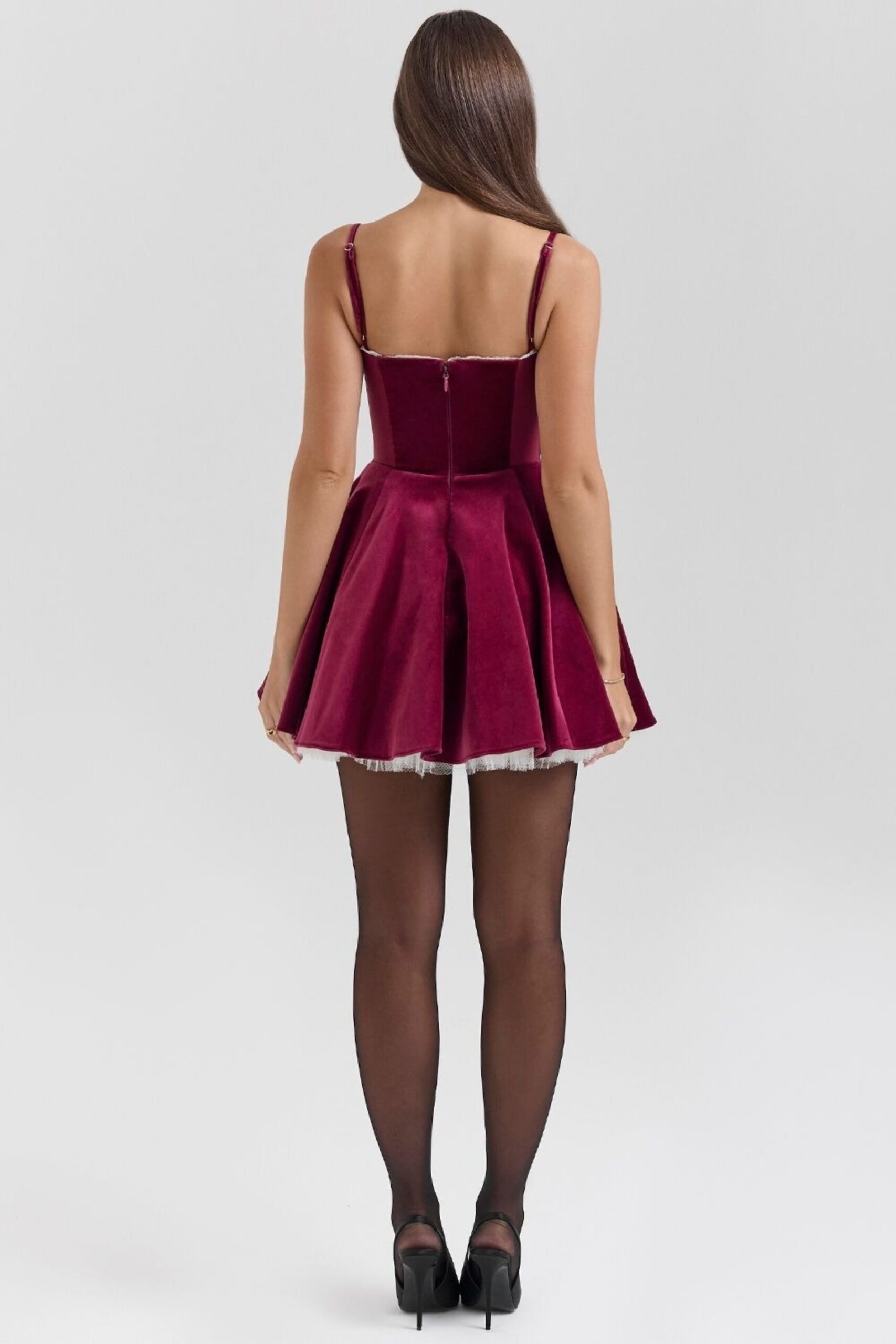 VELVET STRAPLESS MINI DRESS RED FOR PARTY