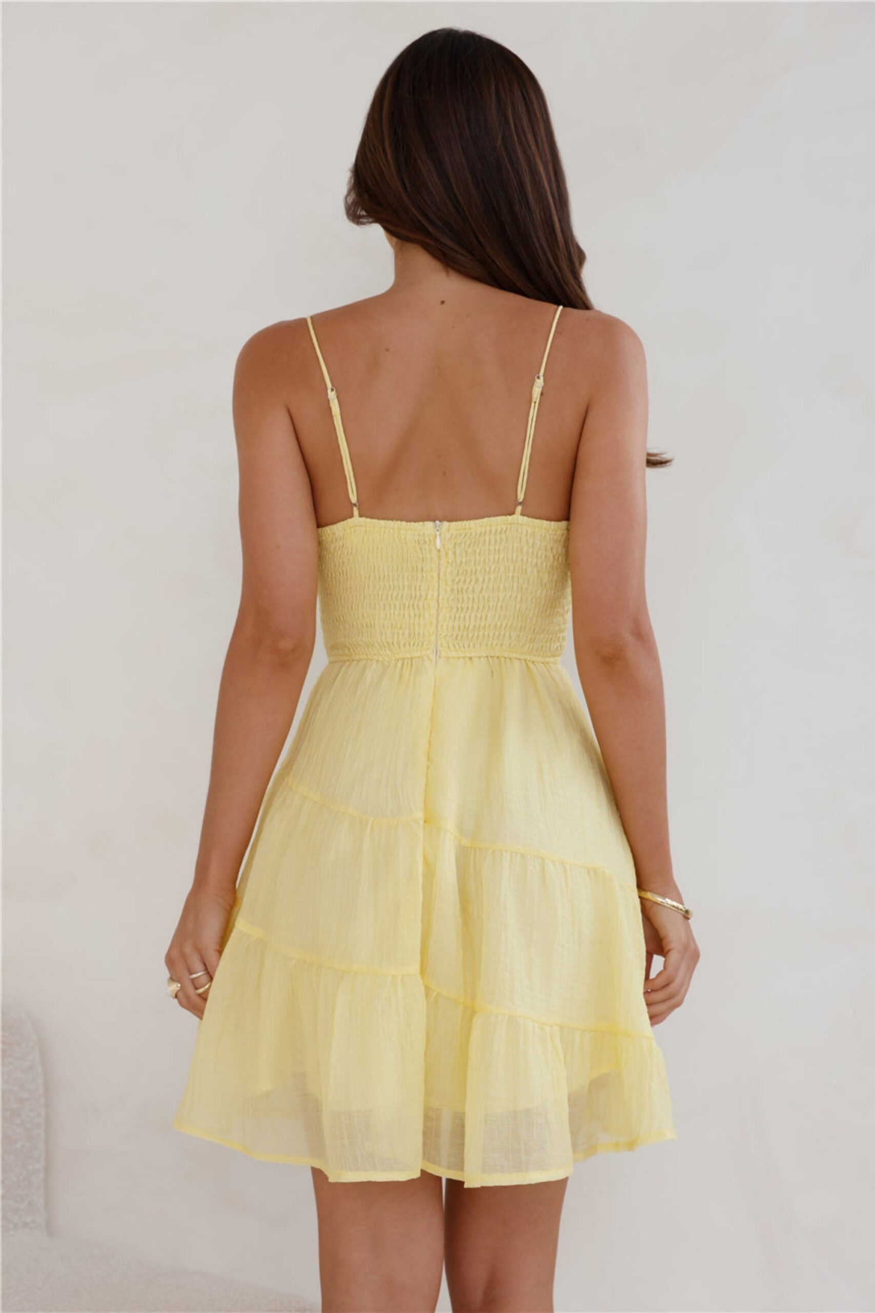 STRAPPY YELLOW MINI DRESS FOR SUMMER PARTIES