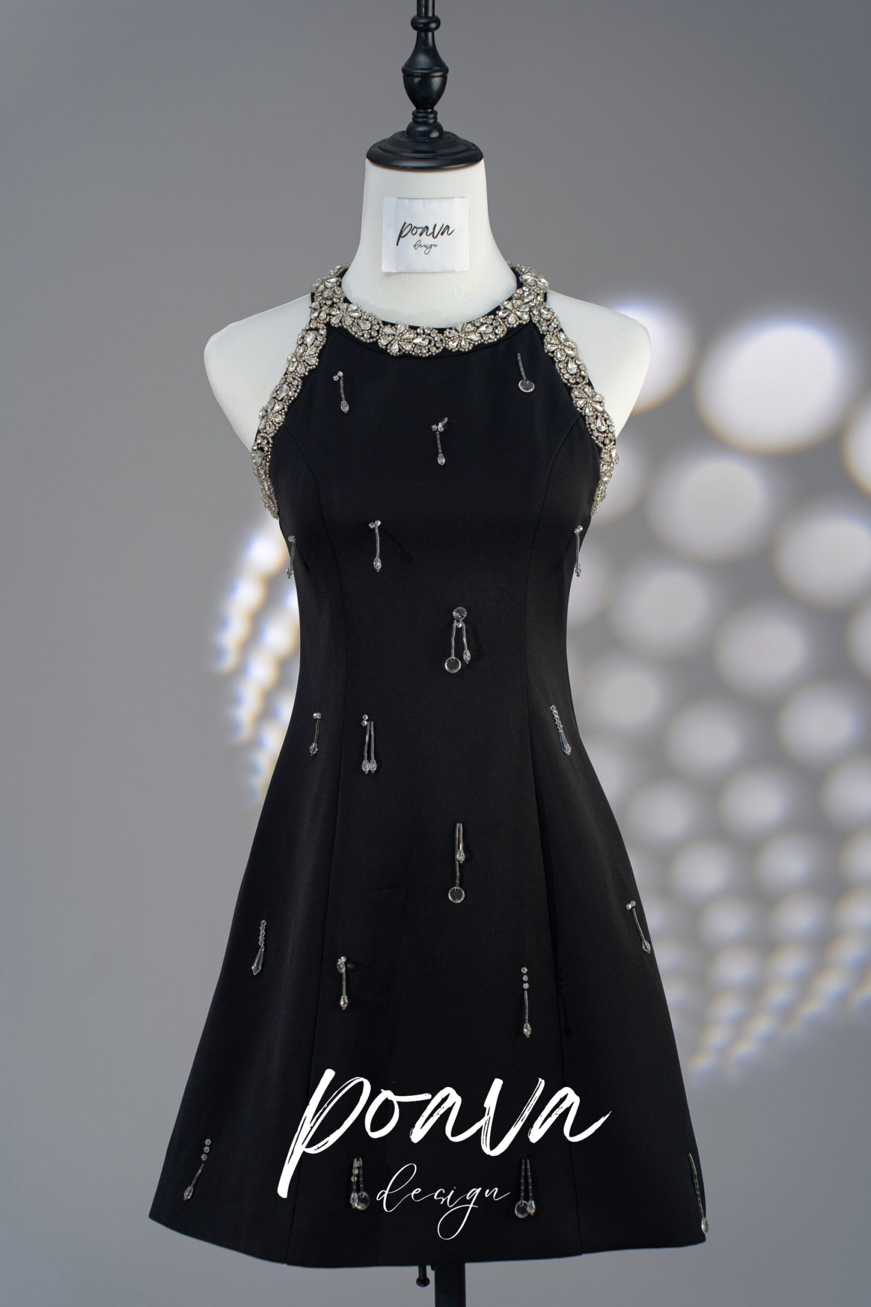 RHINESTONE BLACK SUNDRESS FOR EVENTS