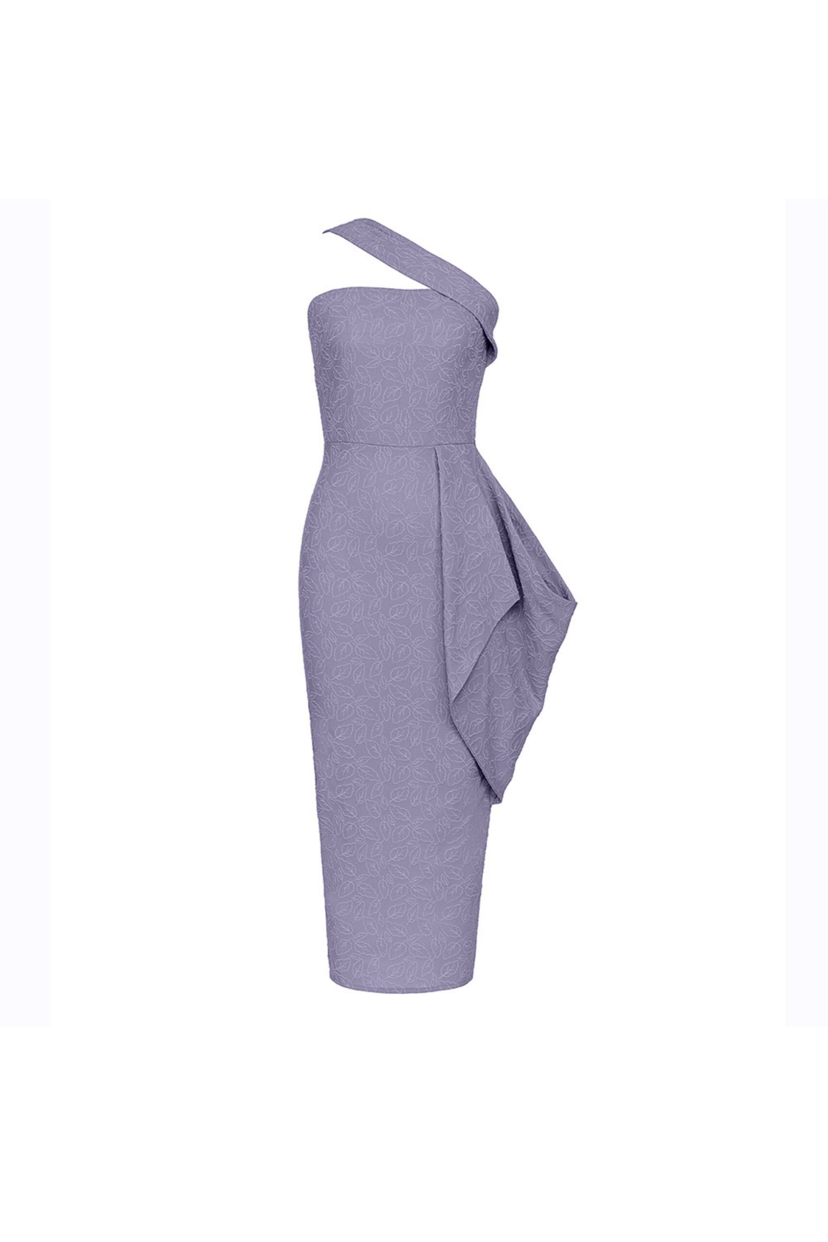 BANDAGE SPLIT MIDI DRESS PURPLE COCKTAIL