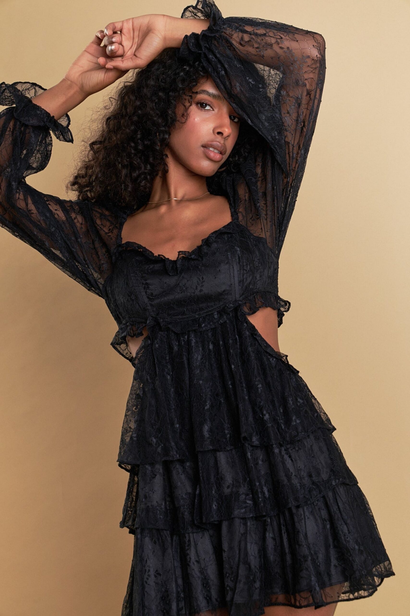 PREMIUM CUT-OUT LACE MINI COCKTAIL DRESS