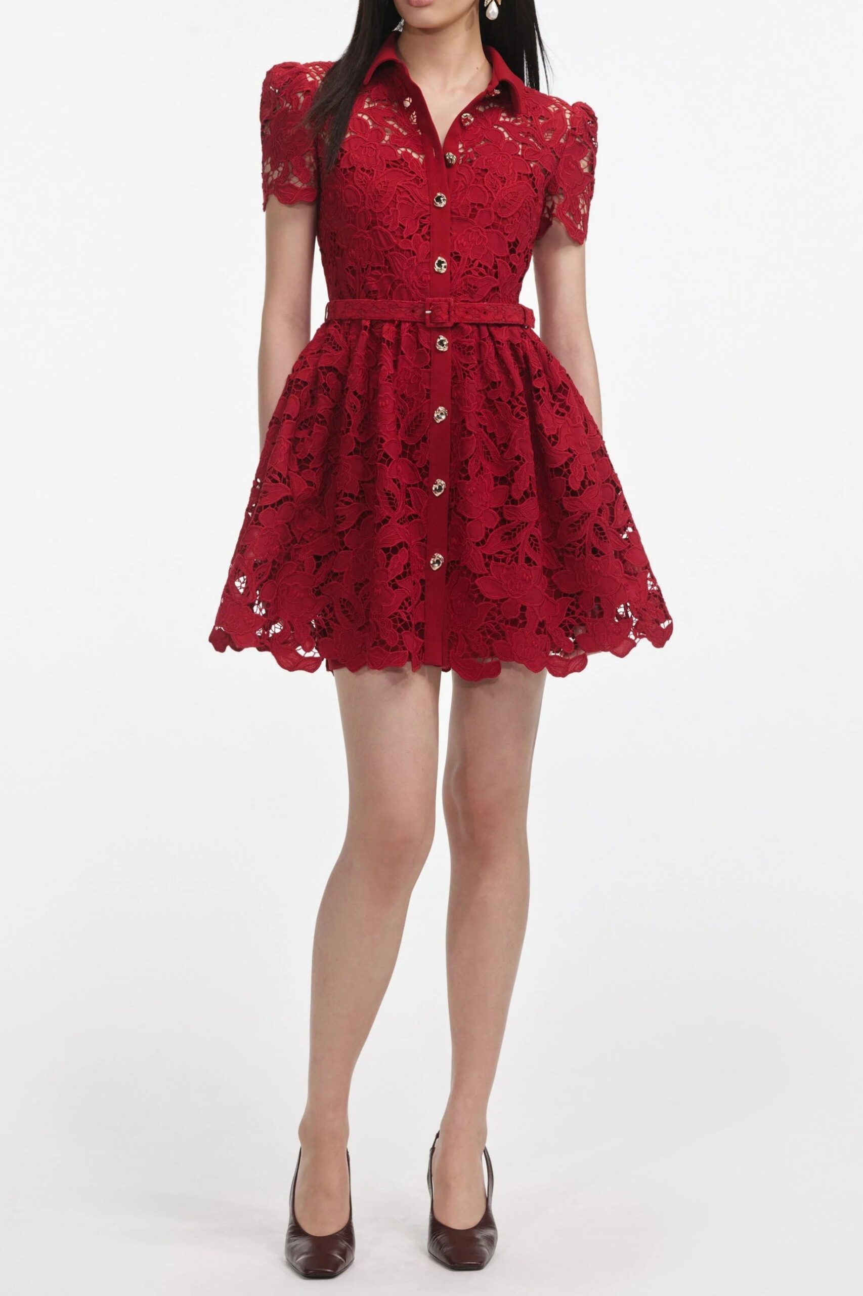 15ff8d0d-3ad9-41c3-9542-6a0159f222fc BURGUNDY LACE COLLAR MINI DRESS FOR PARTY