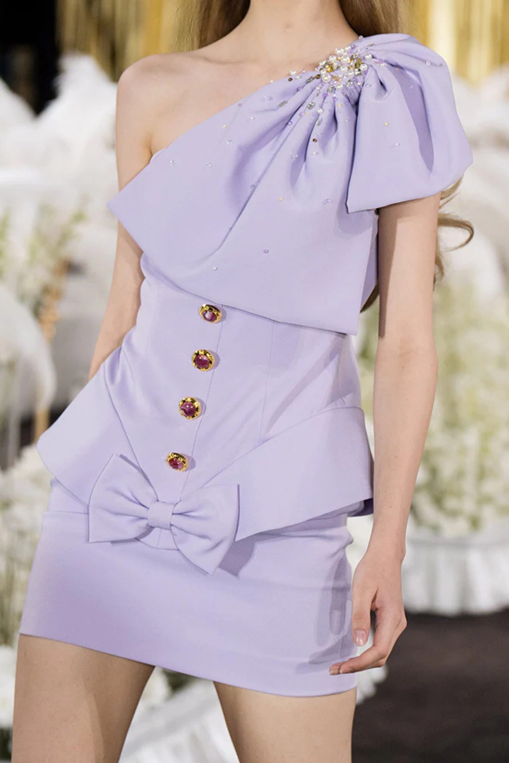 BOWKNOT PURPLE MINI DRESS FOR PARTY